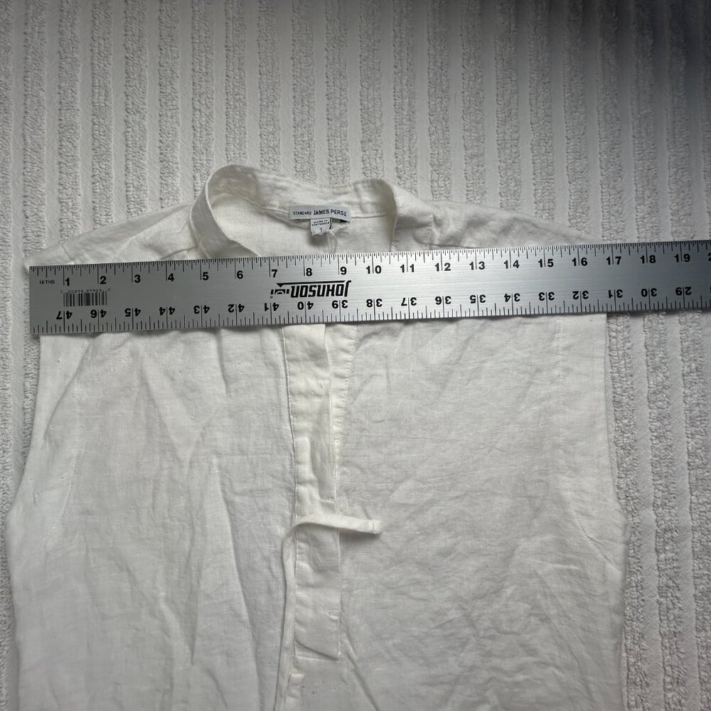 James Perse Standard Drawstring Waist Linen Shift Dress Size 1 White New $205 — image 6 of 8